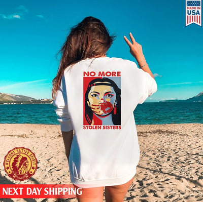 No More Stolen Sisters Red Hand Woman MMIW Unisex Back T-Shirt/Hoodie/Sweatshirt 019