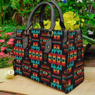 Black Native Tribes Pattern Leather Bag WCS