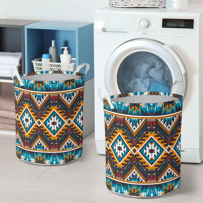 Yellow Aztec Geometric Laundry Basket WCS