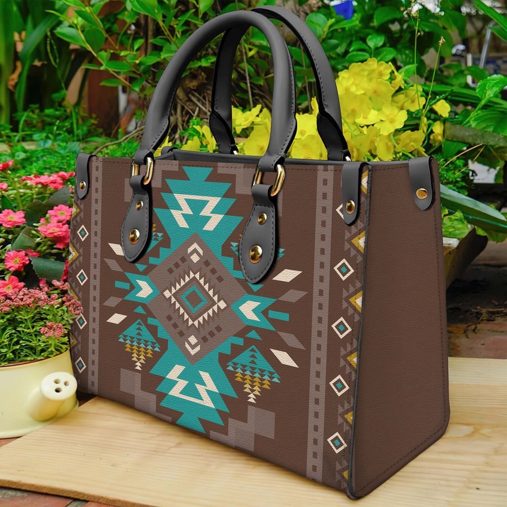 Blue Pattern Brown Bathroom Leather Bag WCS