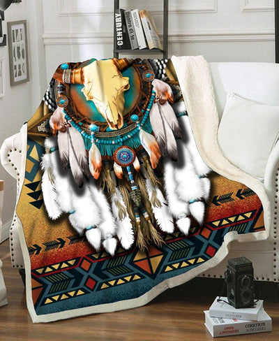 Native Bull Patterns Fleece Blanket WCS