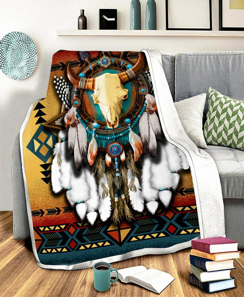 Native Bull Patterns Fleece Blanket WCS