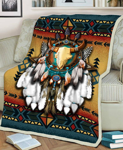 Native Bull Patterns Fleece Blanket WCS