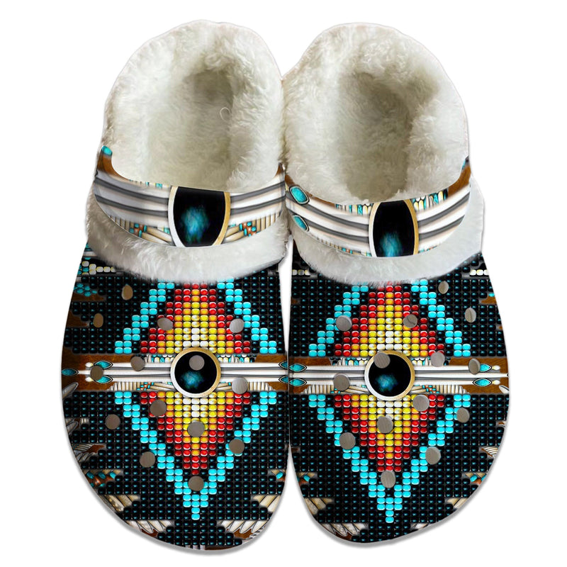 Unisex Pattern Fleece Clog Shoes For Women and Men Native American Style