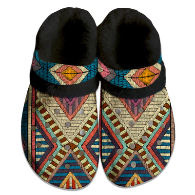 Unisex Pattern Fleece Clog Shoes For Women and Men Native American Style