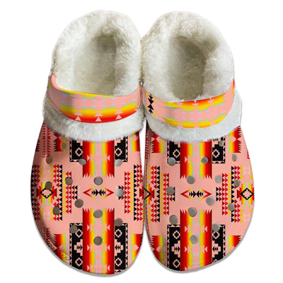 Unisex Pattern Fleece Clog Shoes For Women and Men Native American Style