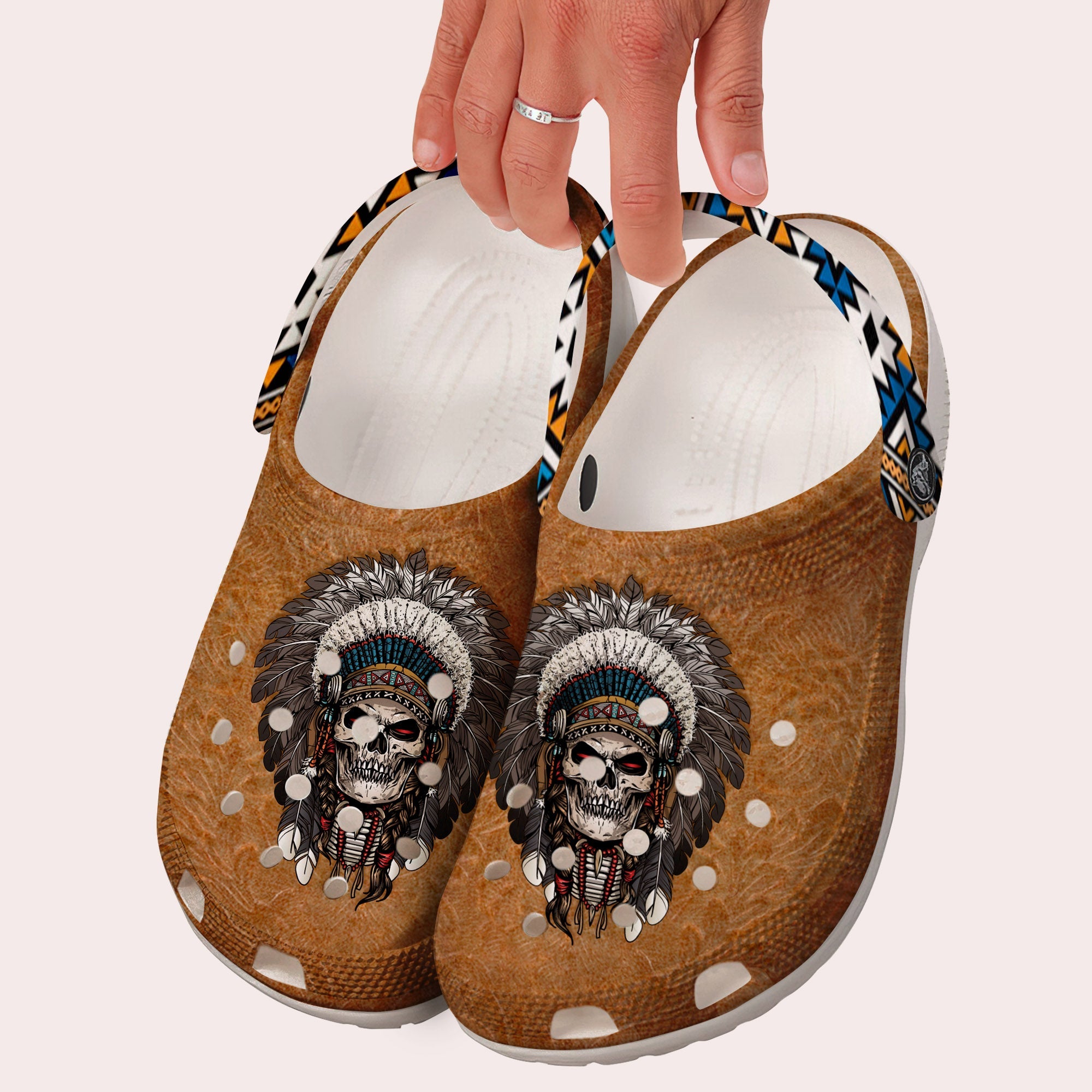 Fleece Unisex Pattern Clog Shoes For Women and Men Native American Style