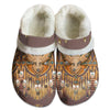 Unisex Green Pattern Fleece Clog Shoes For Women and Men Native American Style