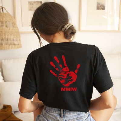 I Wear Red For My Sister, No More Stolen Sisters Shirts MMIW Red Hand Unisex Back T-Shirt/Hoodie/Sweatshirt