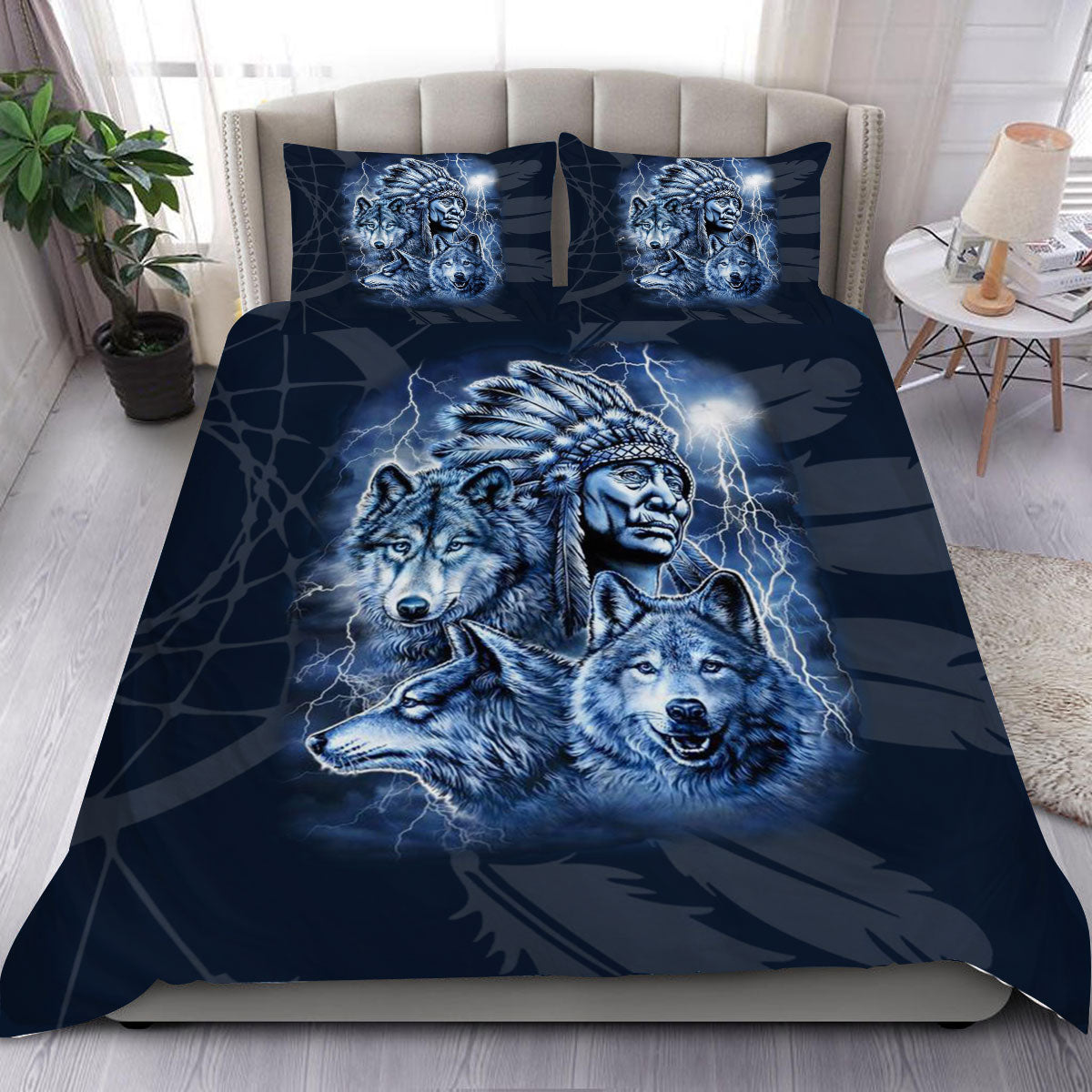 Native Three Wolves Bedding Set WCS