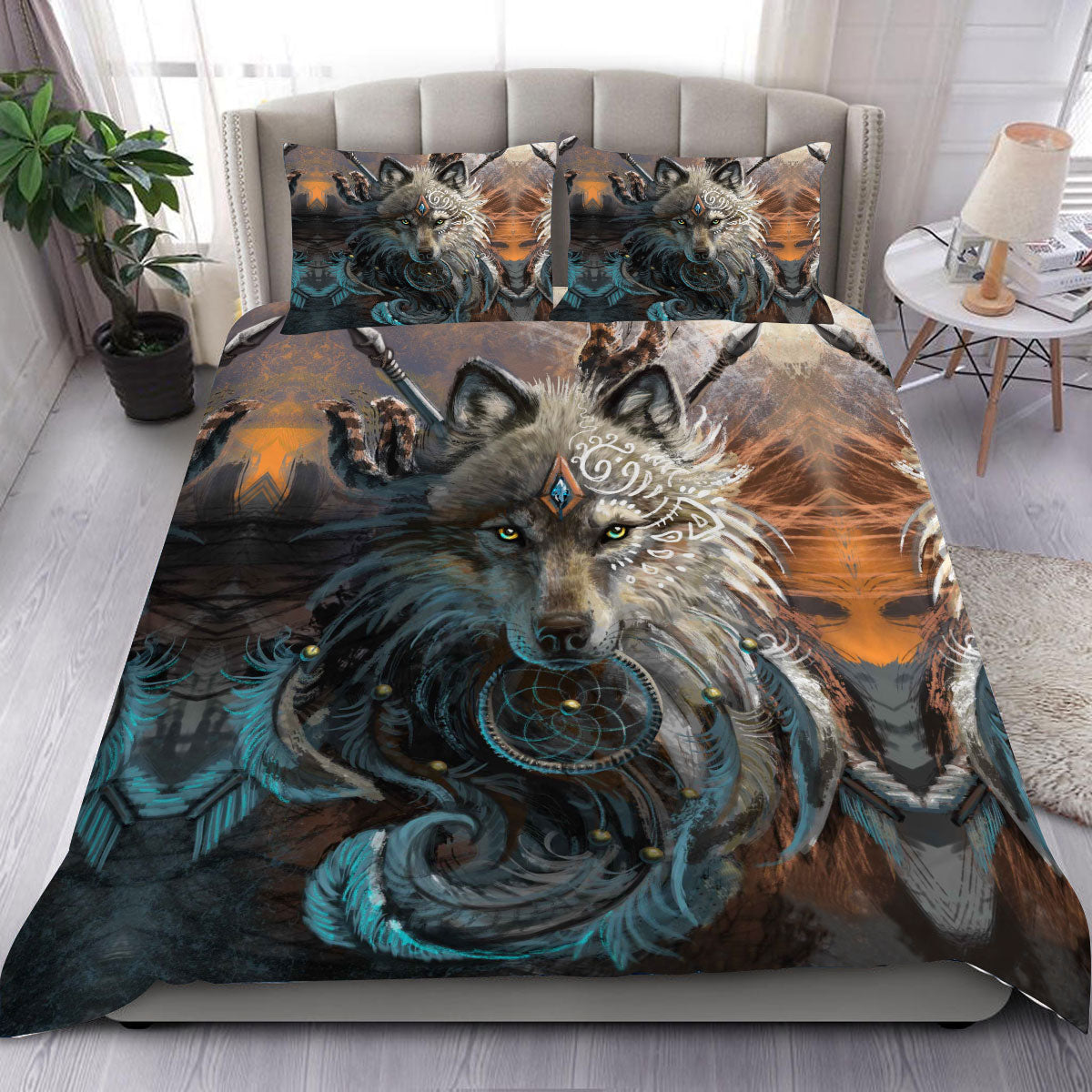 Native Wolf Face Bedding Set WCS