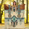 Turiquoise Native Indian Pattern Feather 3D Native Fleece Blanket WCS