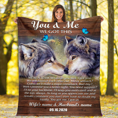 Wolf Couple in Love - Personalized Blanket WCS