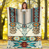 Turiquoise Native Indian Pattern Feather Fleece Blanket WCS