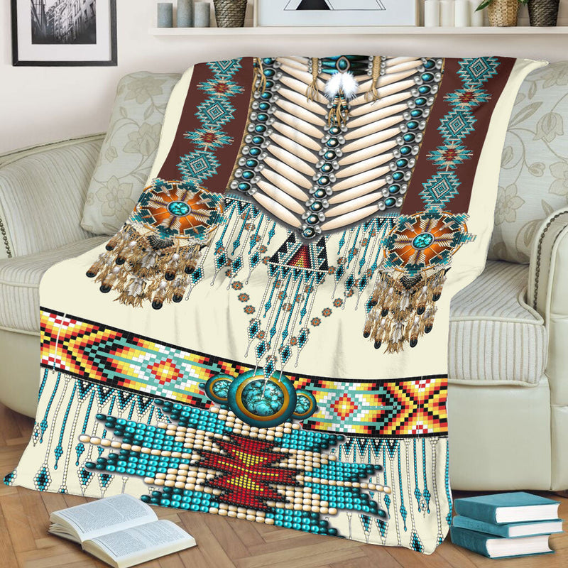 Turiquoise Native Indian Pattern Feather Fleece Blanket WCS