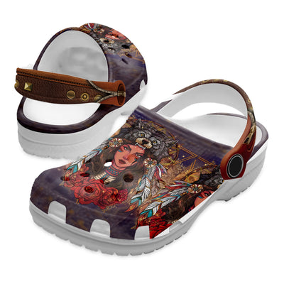 Fleece Unisex Women Pattern Clog Shoes For Women and Men Native American Style