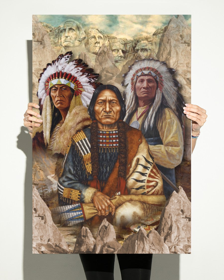 The Three Native American Chief Portrait Poster/Canvas