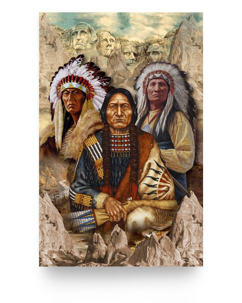 The Three Native American Chief Portrait Poster/Canvas