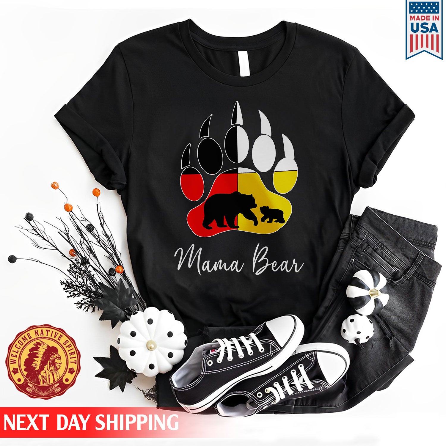 Native American Mama Bear Foot Colors Unisex T-Shirt/Hoodie/Sweatshirt